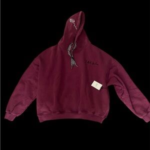 Burgundy Hoodie with Embroidered Logo